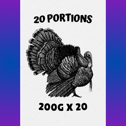 Jack Wolf Raw food 4kg Working Dog Turkey 20x200g 4kg Working Dog Turkey 20x200g